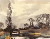 Tom Nisbet, LANDSCAPE WITH RIVER AND BRIDGE