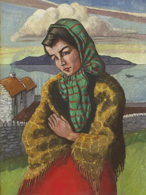 Harry Kernoff, WESTERN COLLEEN, CONNEMARA, 1954, oil on board