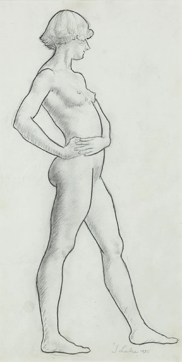 NUDE STUDY by John Luke, 1930, pencil, sold Feb 2016