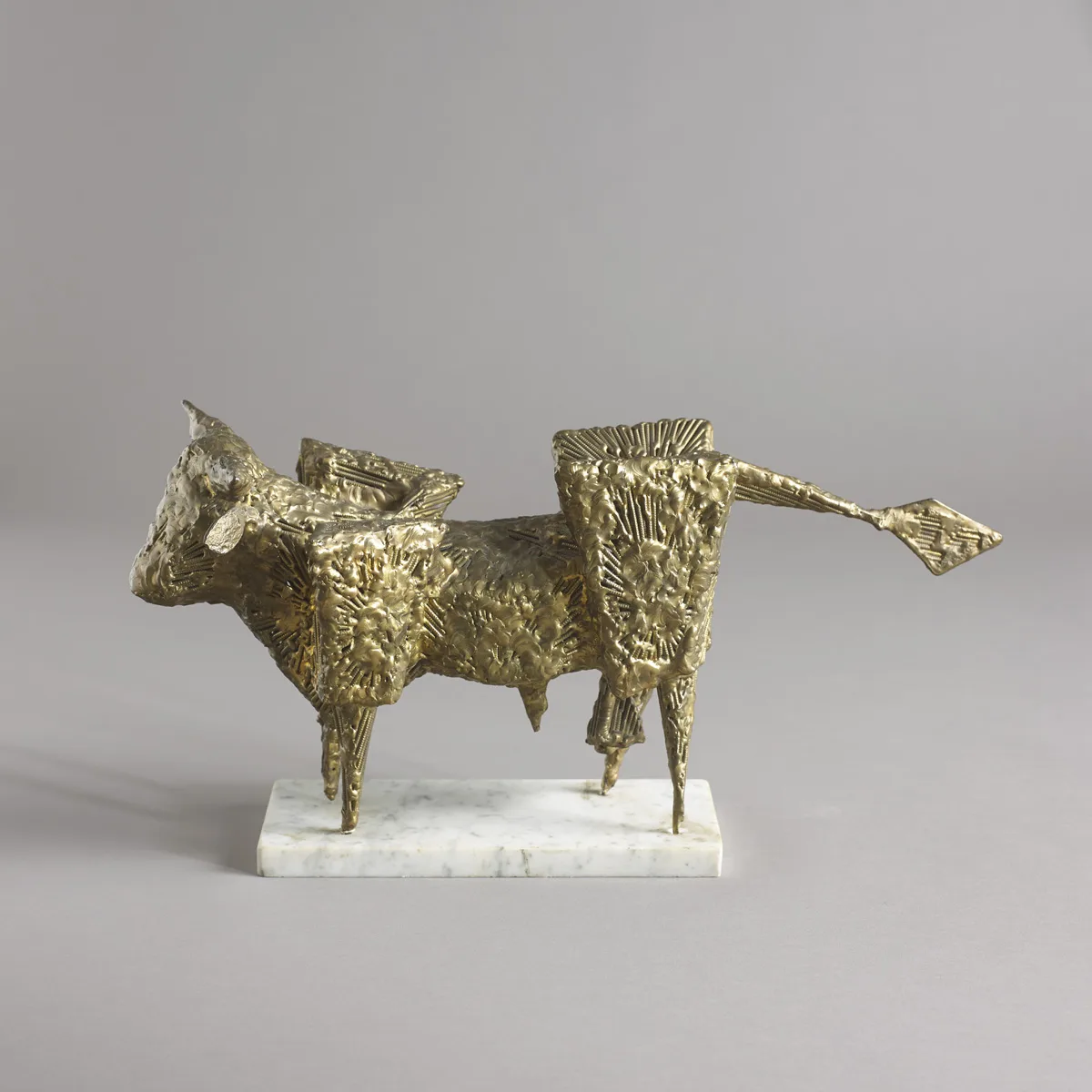 BULL by John Behan, bronze on white marble base, sold Feb 2016