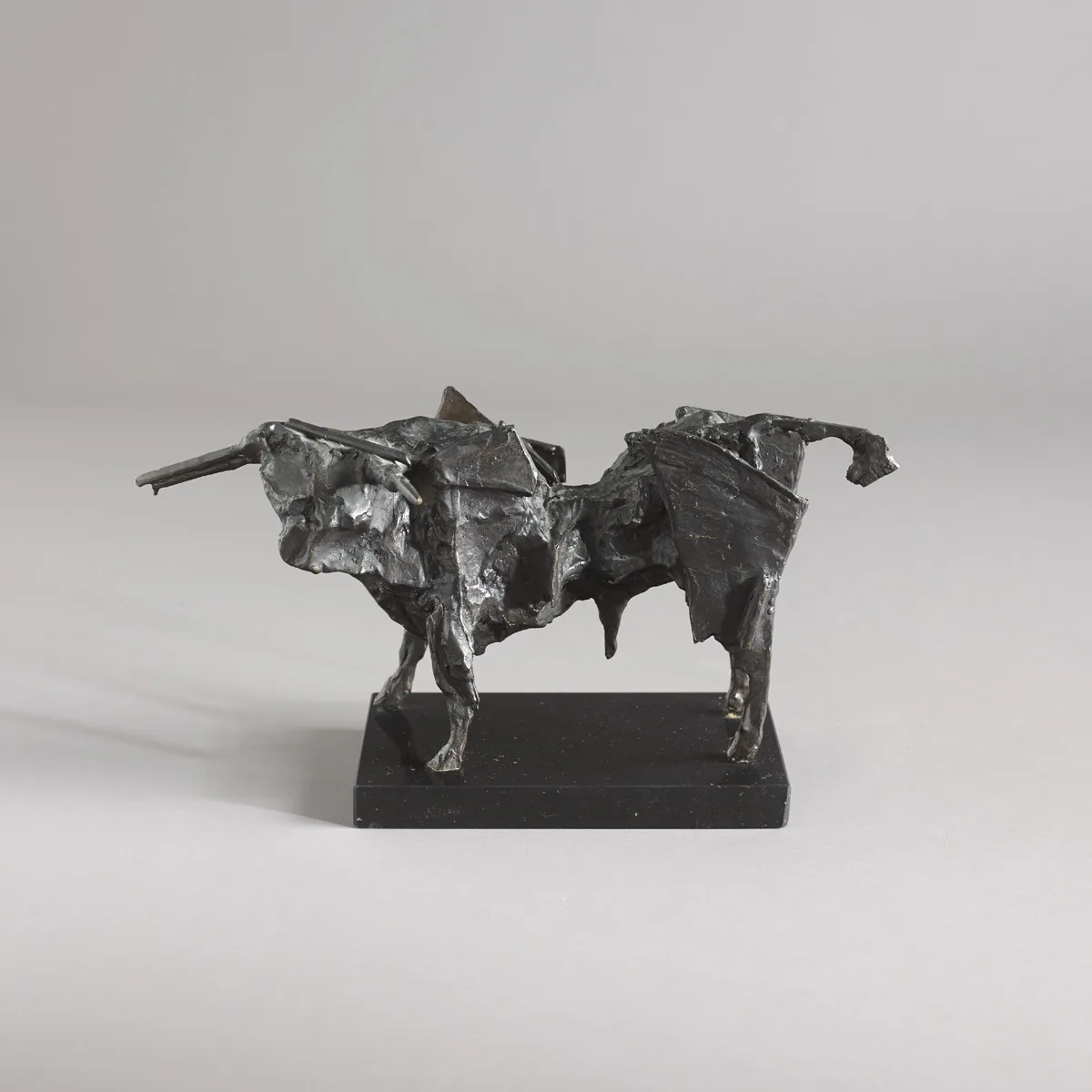BULL by John Behan, 1990, bronze on black marble base, sold Feb 2016