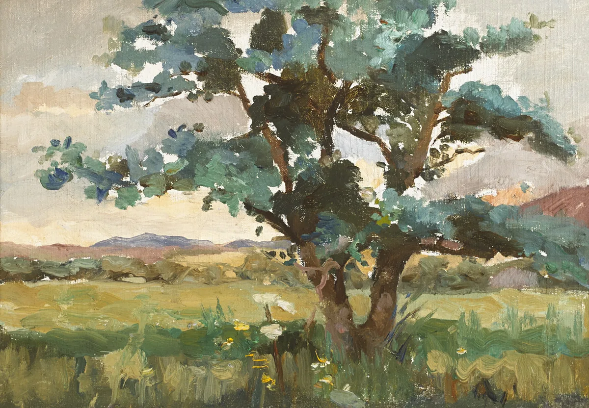 TREE IN A LANDSCAPE by Nathaniel Hone, oil on board, sold Feb 2016