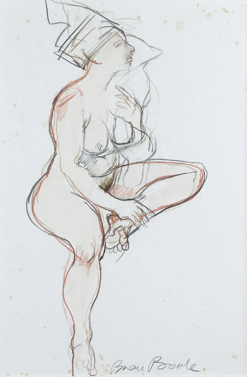 Brian Bourke, NUDE, pencil and conté with gouache on paper