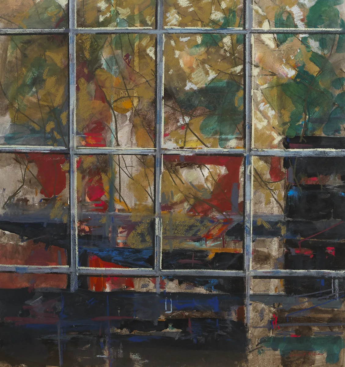STUDIO WINDOW by Clement McAleer, 1996, acrylic on paper, sold Feb 2016