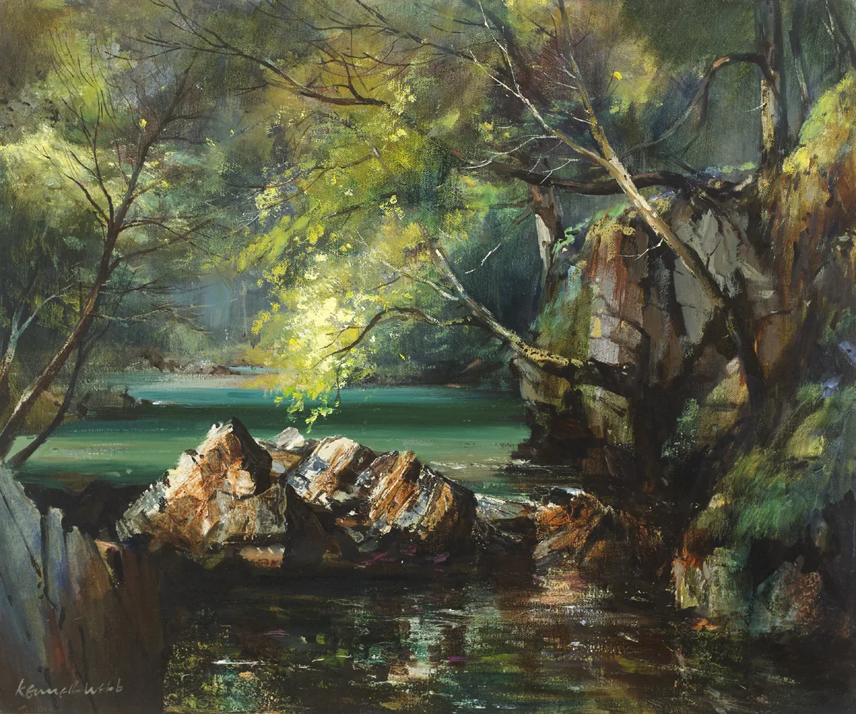 Kenneth Webb, RIVER SCENE, oil on canvas