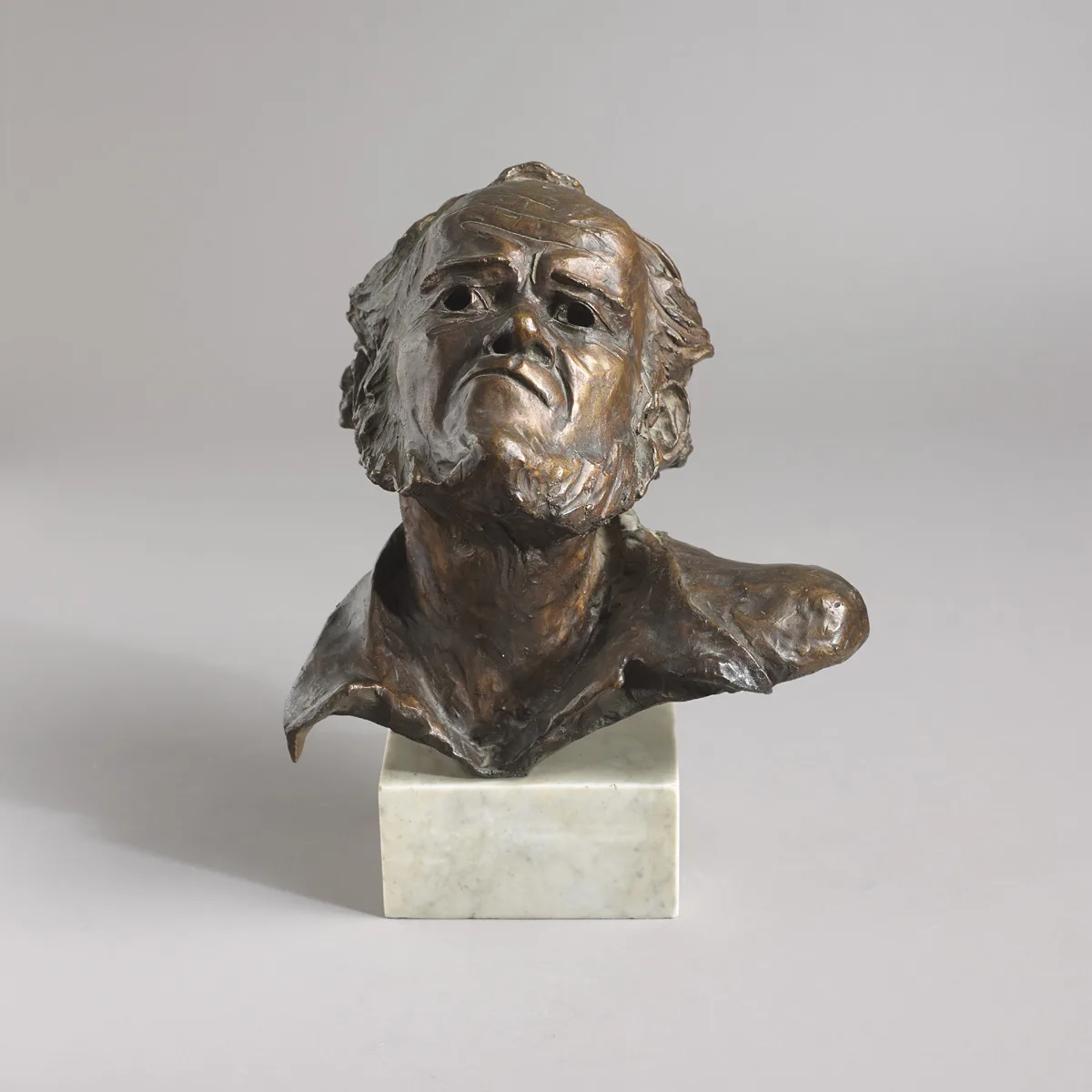 Gary Trimble, CHRISTY BROWN, bronze on white marble base; (unique)