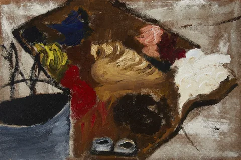 THE ARTIST'S PALETTE by Christy Brown, oil on board, sold Feb 2016
