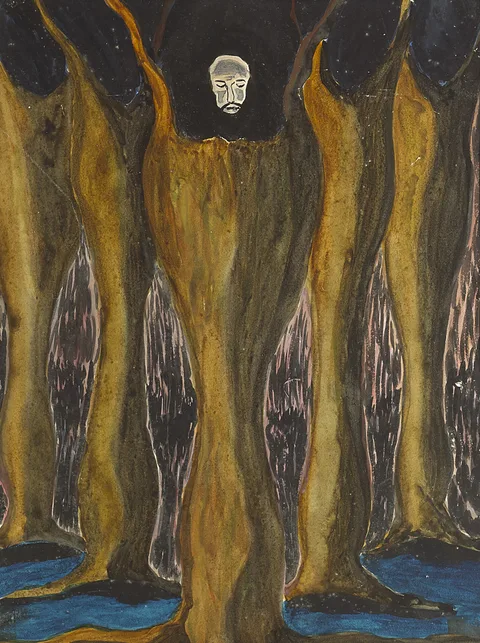 Christy Brown, SURREAL COMPOSITION WITH FLOATING HEAD, watercolour
