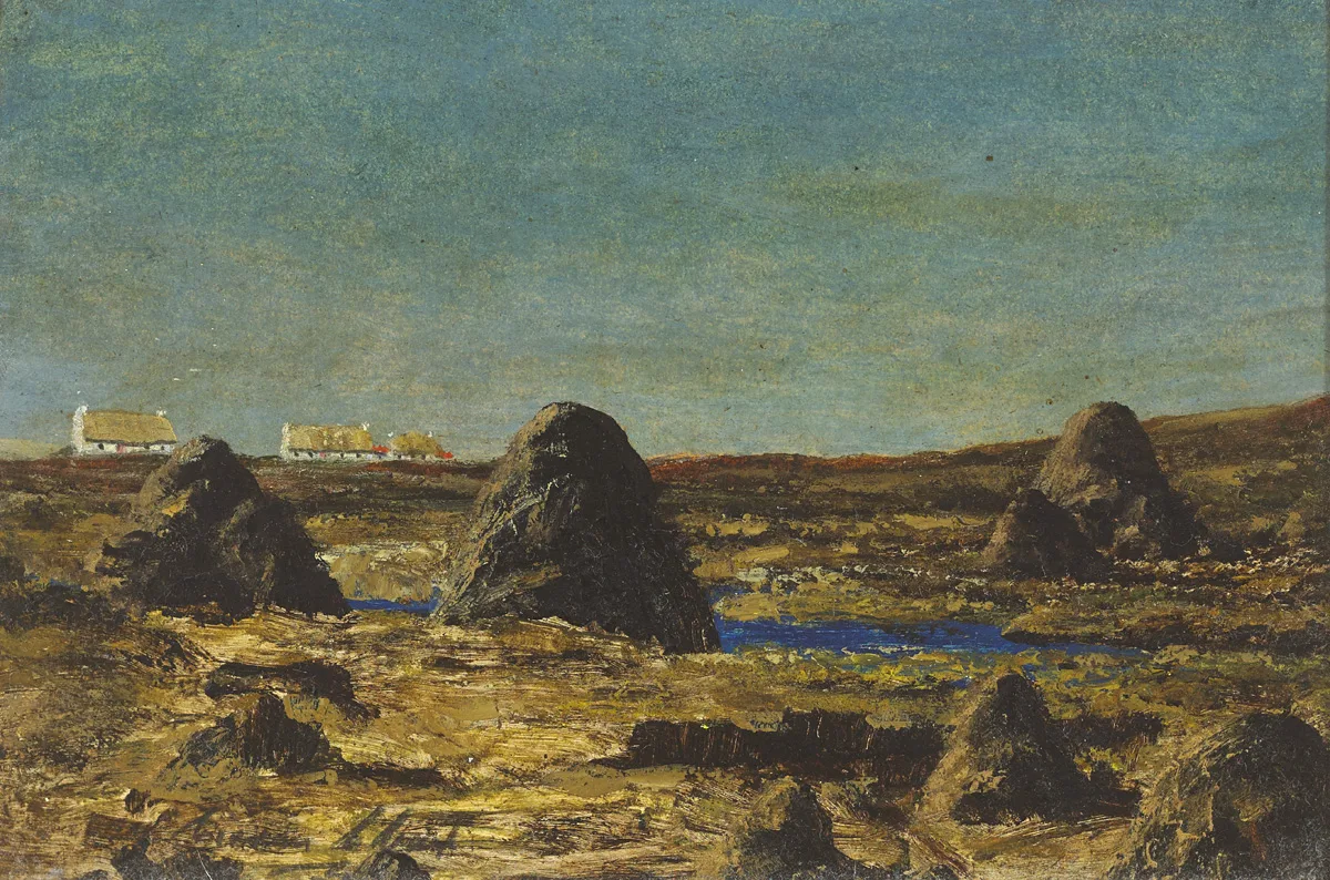 BOGLAND, EVENING by Ciaran Clear, oil on board, sold Feb 2016