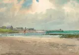 William Percy French, COASTAL SCENE WITH PIER IN BACKGROUND