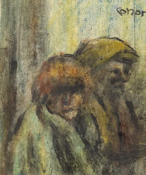 TWO SHAWLIES by William Conor, crayon, offered Nov 2015