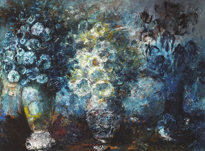 FLOWERS by Daniel O'Neill, oil on board, sold Nov 2015