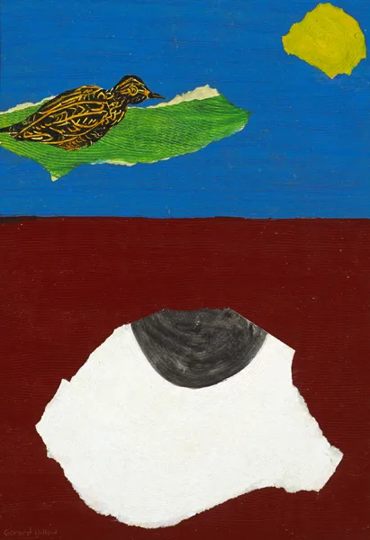 BIRD WATCHING by Gerard Dillon, oil on board with collage, sold Nov 2015