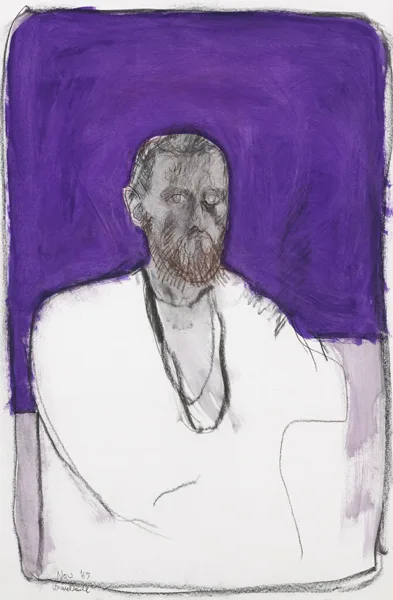 SELF PORTRAIT by Brian Bourke, 1965, watercolour, conté and charcoal on paper, offered Nov 2015