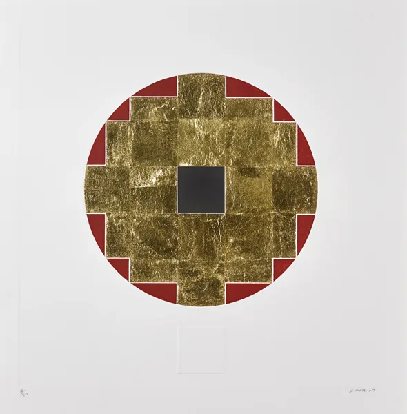 UNTITLED VI (FROM MEDITATIONS) by Patrick Scott, carborundum print with gold and palladium leaf; (no. 8 from an edition of 50), sold Nov 2015