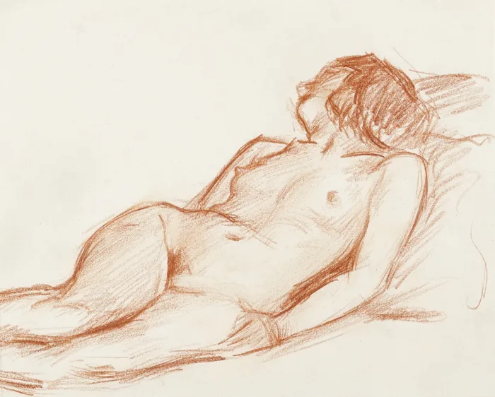 Roderic O'Conor, NU ALLONGÉ, conté