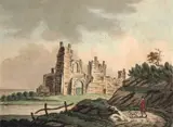 John Nixon, MAN AND DOG BEFORE CASTLE RUINS