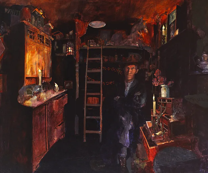 WARNER DAILEY'S KITCHEN by Hector McDonnell, c.1973, oil on board, sold Nov 2015
