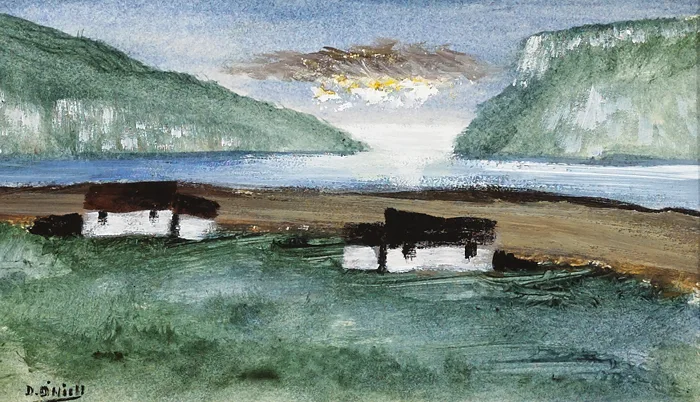 THREE LANDSCAPES by Daniel O'Neill, 1971, oil on paper; (3), sold Nov 2015
