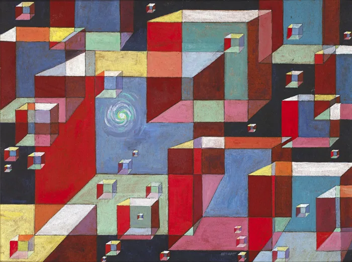 CUBES by Harry Kernoff, oil on board, sold Nov 2015