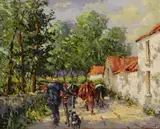 James S. Brohan, MAN WITH CATTLE IN A COUNTRY LANE