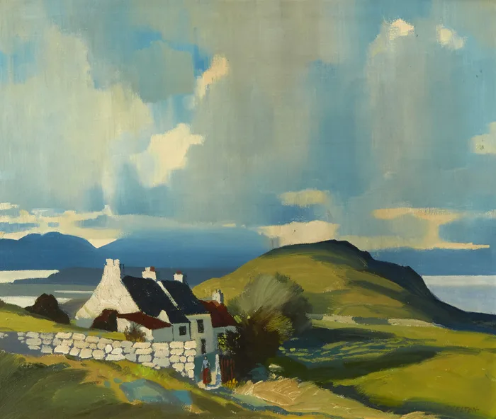 SUN AND SHADOW, COUNTY MAYO by John Skelton, oil on board, sold Sep 2015