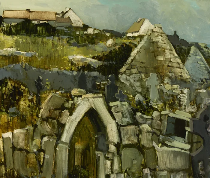 SEVEN CHURCHES, ARAN by Cecil Maguire, oil on board, offered Sep 2015
