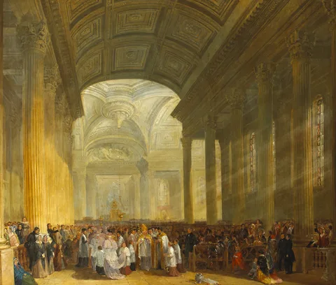 James Mahony, THE CONSECRATION OF THE ROMAN CATHOLIC CHURCH OF ST. MARY'S, POPE'S QUAY, CORK, c.1842, oil on canvas