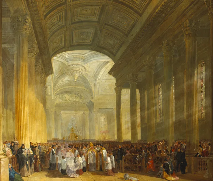 James Mahony, THE CONSECRATION OF THE ROMAN CATHOLIC CHURCH OF ST. MARY'S, POPE'S QUAY, CORK, c.1842, oil on canvas