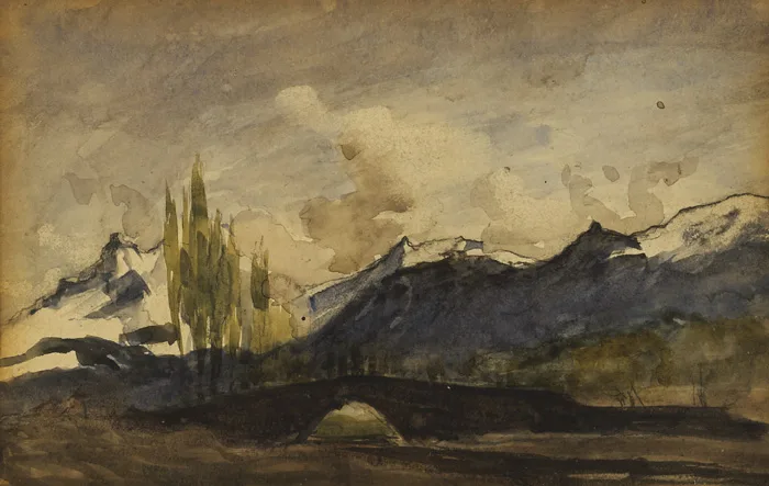 PYRENEES by Nathaniel Hone, watercolour, sold Sep 2015