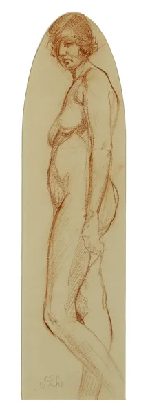 FEMALE NUDE STUDY by John Luke, conté on paper, offered Sep 2015