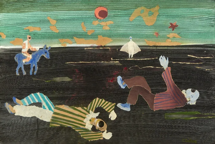 THIS IS THE LIFE by Gerard Dillon, 1969, gouache with collage on paper, sold Sep 2015