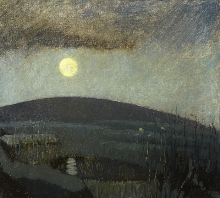 MOONLIGHT ON LAKE by Grace Henry, oil on canvas, sold Sep 2015