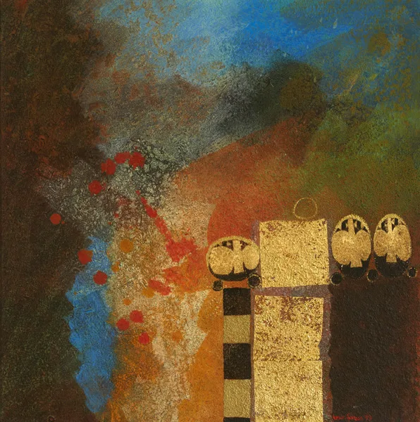 CARNROCK by Brian Ferran, 1999, acrylic and gold leaf on board, sold Sep 2015