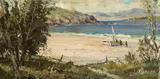 Rowland Hill, FIGURES AND BOATS WITH MOUNTAINS IN THE DISTANCE