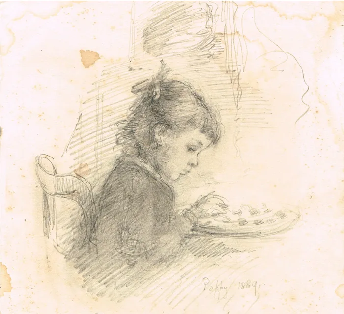Nathaniel Hill, PORTRAIT OF A YOUNG BOY, CLOGHERHEAD, 1894 and PORTRAIT OF POPPY, 1889 (A PAIR), pencil; (2)