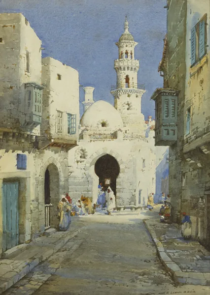 Noel Leaver, OUTSIDE A MOSQUE, watercolour
