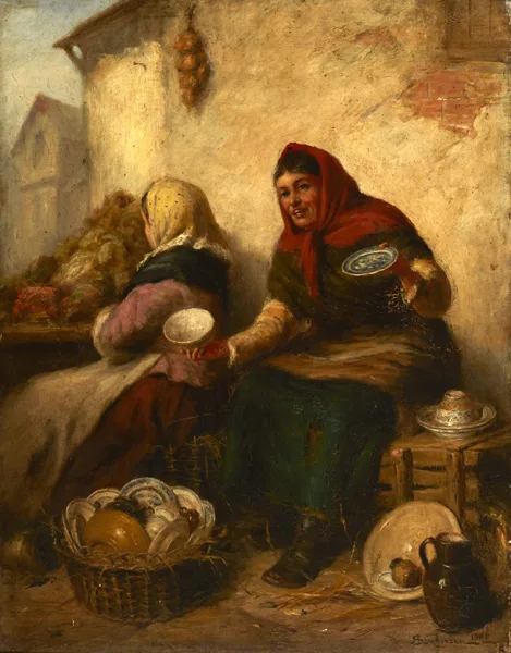 Robert Sanderson, CORNER OF AN IRISH MARKET, 1901, oil on canvas
