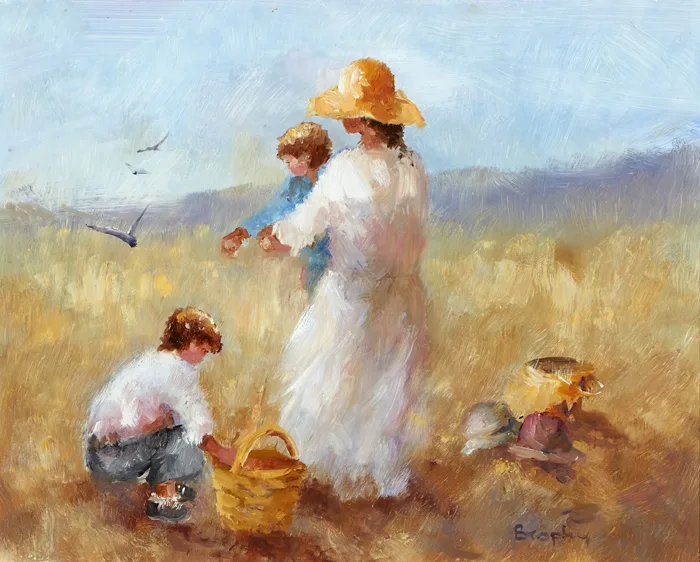 THE LUNCH BASKET by Elizabeth Brophy, oil on canvas, sold Sep 2015