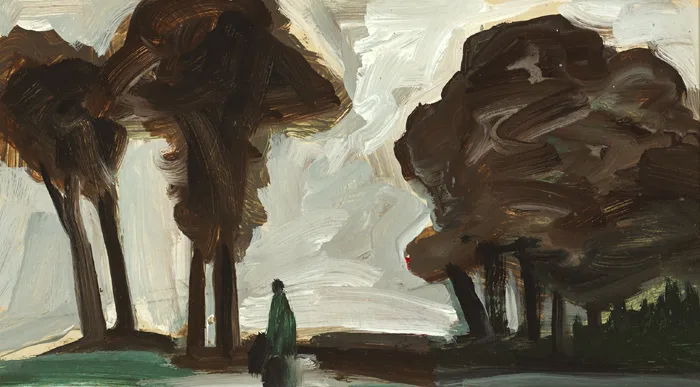 THOUGHTS AFAR by Markey Robinson, oil on board, sold Sep 2015