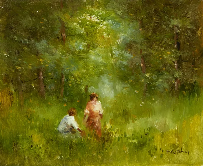 THE FOREST GLADE by Elizabeth Brophy, oil on board, offered Sep 2015