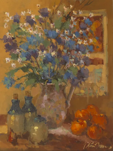 STILL LIFE WITH ORANGES by Liam Treacy, 1994, oil on canvas, sold Sep 2015