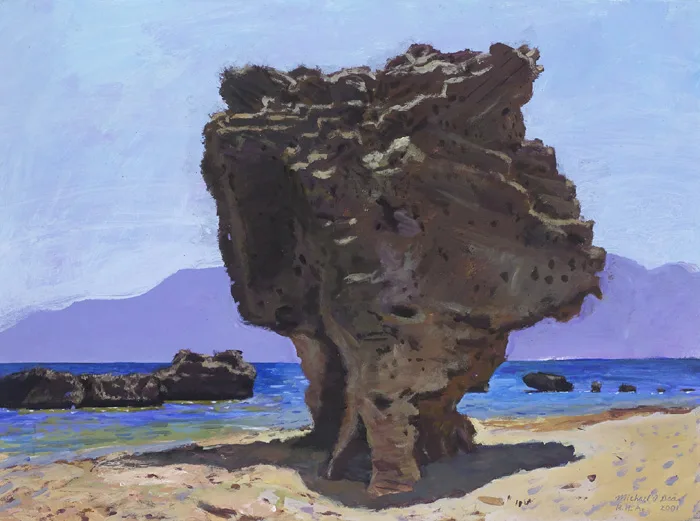 ROCK I, SKYROS, GREECE by Michael O'Dea, 2001, acrylic on Fabriano paper, sold Mar 2015
