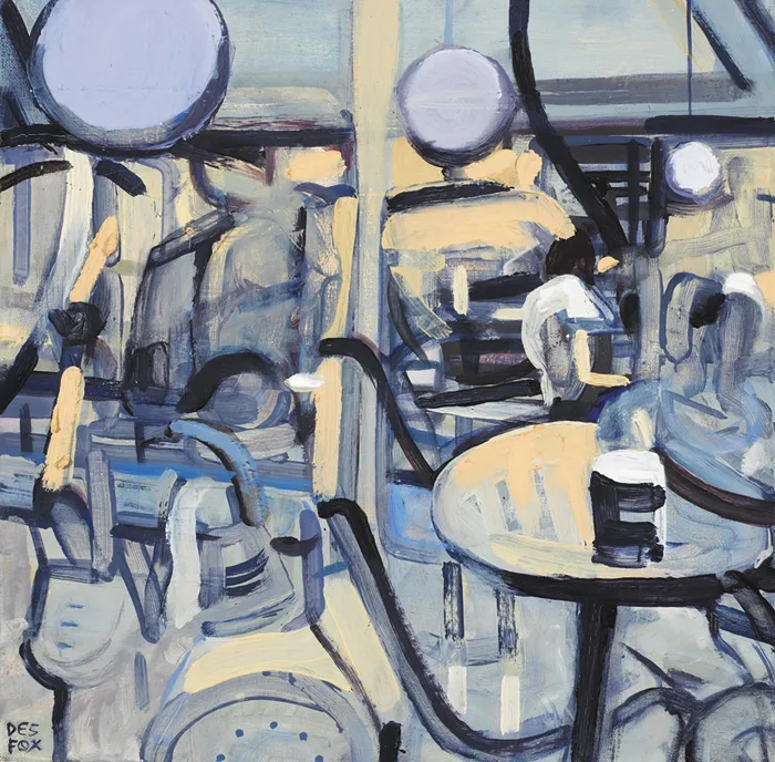 THERE WAS A BOMB! by Desmond Fox, oil on canvas, sold Mar 2015