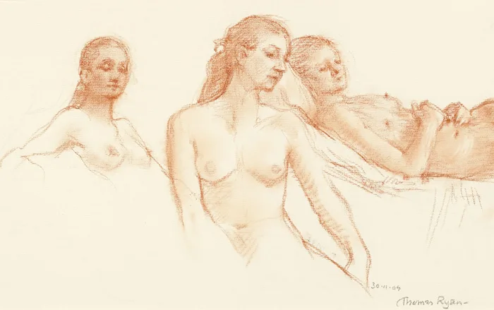 STUDY OF NESSA by Thomas Ryan, 2004, conté, offered Mar 2015