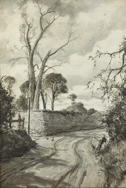 Charles A. Mills, ON BACK ROAD TO FINGLAS FROM CARDIFF BRIDGE, 1914; STOOKS OF CORN, 1919; SELF PORTRAIT, 1920; PASTORAL SCENES (TRIPTYCH), 1904 and CATTLE RESTING, 1902 (A SET OF 5), watercolour; (3); pencil; (1); ink; (1)