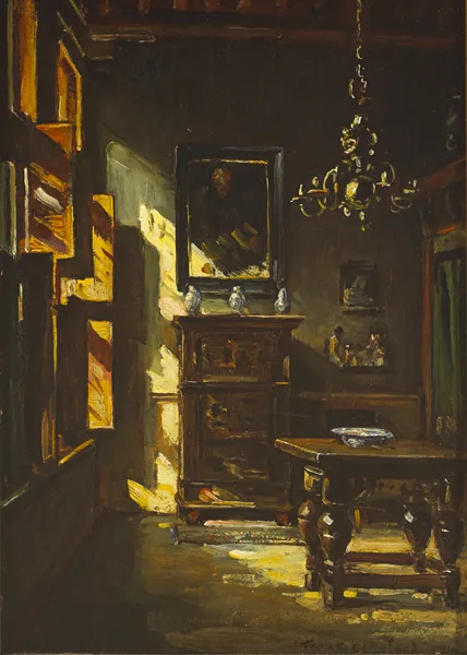 DUTCH INTERIOR by Frank Beresford, 1914, oil on board, sold Mar 2015
