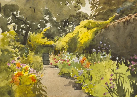 COUNTRY COTTAGE and WALL GARDEN (A PAIR) by Helen Colvill, watercolour; (2), sold Mar 2015