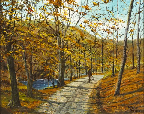AUTUMN WALK, WICKLOW by Maeve Taylor, oil on canvas, sold Mar 2015