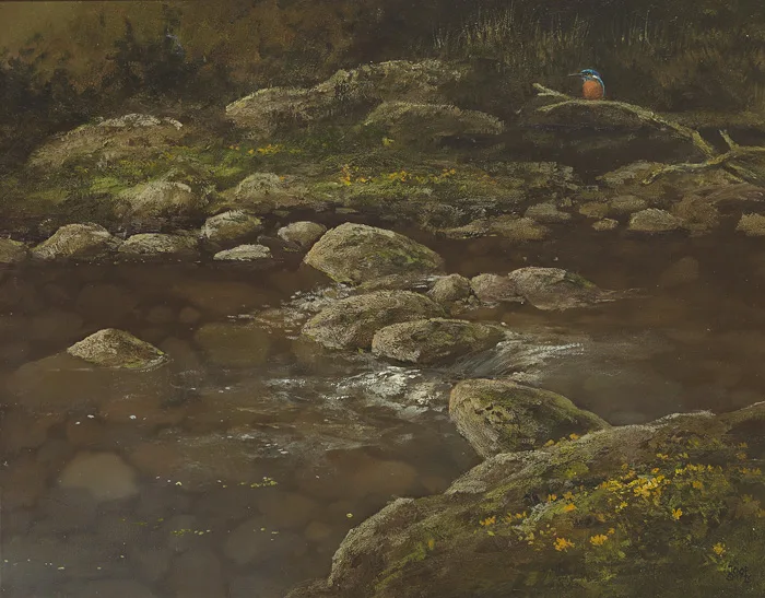 MOUNTAIN STREAM by Joop Smits, oil on canvas board, sold Mar 2015